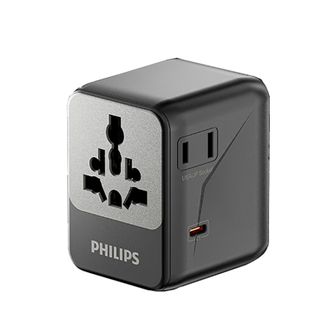 飞利浦/Philips  侧插转换插头 SPN1617B/93 全球通用45W快充含USB两口插头国际旅行插座