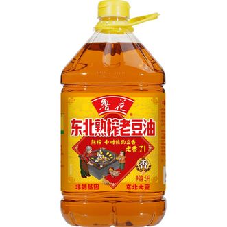 鲁花  东北熟榨老豆油5L大桶  物理压榨非转基因大豆油