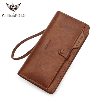 英皇保罗WilliamPOLO  男士钱包长款真皮多卡位时尚超薄软皮夹卡包218163