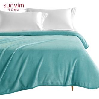 孚日家纺/sunvim  亲肤法兰绒毛毯 柔软亲肤午睡盖毯 儿童盖毯四季通用 多功能毛毯 单人双人毛绒毯子 150*200cm（蓝色）