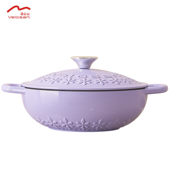 温仑山  太阳花系列珐琅锅22cm双耳煲汤锅炖肉锅煮粥锅 汤锅