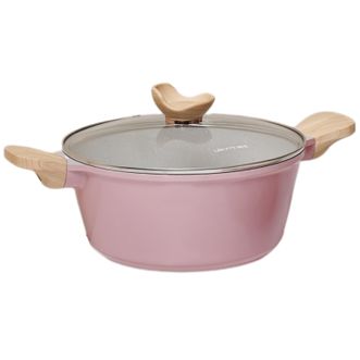 懒米  不粘汤锅24cm粉色 高颜值双耳汤锅炖锅熬粥煮面锅 电磁炉专用燃气通用 懒米抱抱汤锅-24粉