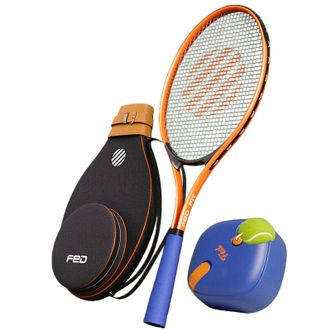飞尔顿  定制网球拍套装网球回弹训练器带线自动收绳底座成人男女通用 【轻量款-单人】绚丽橙套装