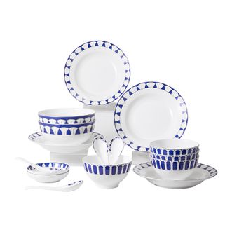 多样屋（TAYOHYA）  陶瓷餐具套装骨瓷家用碗盘波斯蓝韵餐具 波斯蓝韵 16套 TA030101170ZZ
