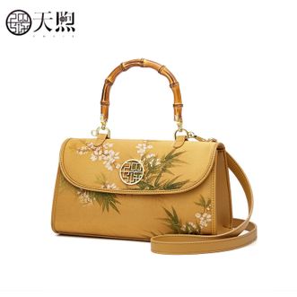 天煦/PMSIX  新款复古国风轻奢真丝竹节旗袍包手提包 P170079