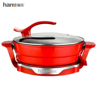 翰乐  电火锅分体式料理锅电炖锅多功能锅 煮面煲汤厨房电器炖煮锅电煮锅涮锅煎烤机涮肉锅多用途锅电热锅HL-CTS500红色
