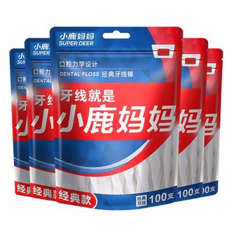 小鹿妈妈（FAWNMUM）  深层牙线洁齿 剔牙齿牙缝 护理牙线家庭装  5袋500支
