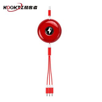 KOOKZZ  伸缩数据线三合一充电线数据传输5A超级快充多头伸缩充电器 SJ30红色