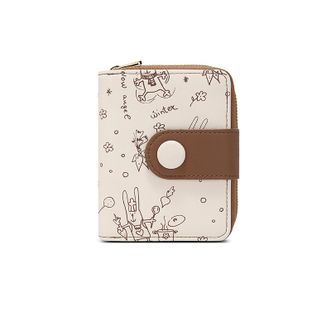 稻草人Mexican 2022秋冬新款可爱卡通动漫牛皮零钱包高级质感卡包女生 棕色