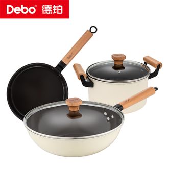 德铂（Debo）  炒锅煎锅汤锅三件套 (套装锅)DEP-DS328