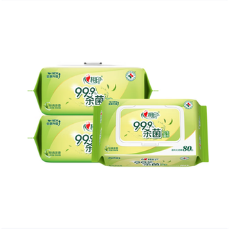 心相印  湿巾99.9%杀菌消毒 80抽*3包加厚触感超柔经典茶香湿巾
