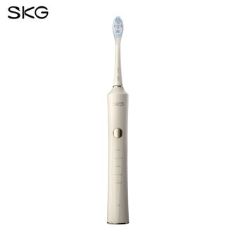 SKG  高颜值电动牙刷智能扫振深度清洁美白缓震软胶刷头护牙龈长续航防水-米白色