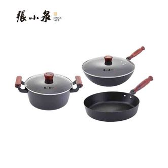 张小泉  中华黑金铁锅（三件套）（炒锅32cm 煎锅28cm 汤锅24cm ）