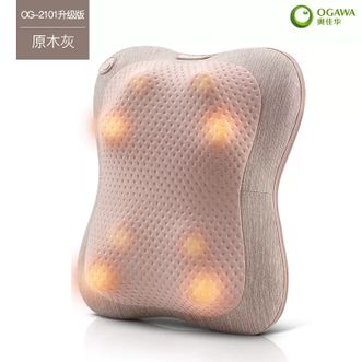 奥佳华/Ogawa  热敷按摩靠枕 腰部按摩器颈椎按摩仪按摩靠垫 热敷肩部背部腿部腹部多用按摩仪 肩颈按摩器家用办公室健康仿真人手揉捏按摩枕OG-2101(小腰姬升级版)原木灰