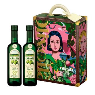 欧丽薇兰  特级初榨橄榄油500ml*2食用油礼盒设计师限定