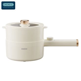 OIDIRE  电煮锅婴儿辅食锅bb煲1.8L煎炒锅小火锅 煮面锅电热锅多用途锅 上蒸下煮 可视玻璃上盖 煎炒蒸煮涮