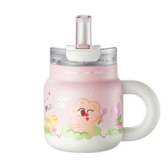 物生物（RELEA）  BINGO保温杯316L内胆吸管杯冰霸杯学生水杯-有钱花花 960ML（无茶仓款）JV012465-0960-FQ00