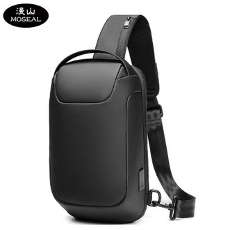 漫山MOSEAL多功能商务休闲密码锁潮流胸包斜挎包USB充电背包单肩斜挎包MS-AP037