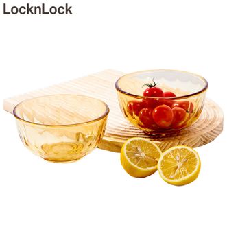 乐扣乐扣  晶珀系列琥珀色餐具5.5寸碗2个 耐高温可进微波炉