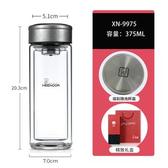 希诺（heenoor）  玻璃杯透明杯商务杯便携车载水杯 本色（XN-9975）375ml 高硼硅无铅玻璃纯净无杂质
