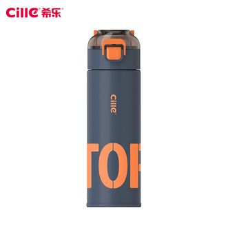 希乐（cille）保温杯高颜值316不锈钢男女户外运动学生成人简约杯子便携水瓶蓝色500ml【316内胆/茶隔/提手】