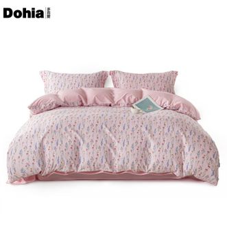 多喜爱/Dohia  全棉简约四件套 蔓笙细语 100%棉环保印花双人床品件套 203*229cm