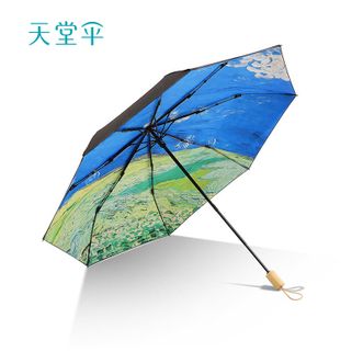 天堂  便携轻巧折叠油画系晴雨两用太阳伞（31169E雷雨）