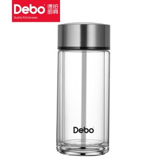 德铂（Debo）  玻璃杯260ml 特尔斯玻璃水杯 茶水分离双层玻璃杯茶杯 家用办公泡茶师过滤杯 DEP-746