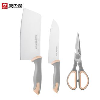 康巴赫  锐利刀具三件套菜刀+厨师刀+剪刀 持久锋利切剁省力刀具套装