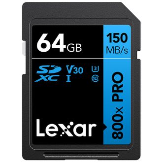 雷克沙/Lexar  64GB SD存储卡 U3 V30相机内存卡大卡 800x PRO系列 读速150MB/s 高速性能 随心畅拍