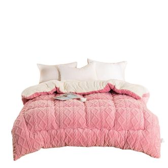 宜恋  冬被 加厚塔芙绒冬被加厚保暖被芯 双人被 粉色 1.5m6斤 AJF