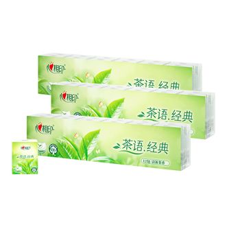 心相印  茶语经典7张12包3条组套装外出旅行必备四层手帕纸