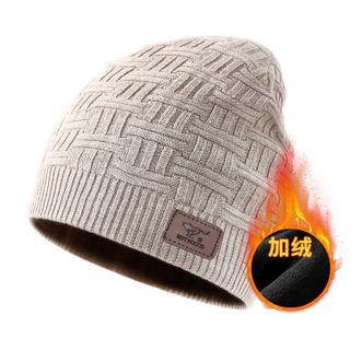 七匹狼（SEPTWOLVES）   羊毛线帽子 男士冬季双层加绒针织棉帽 户外防寒骑行保暖套编织帽