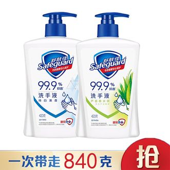 舒肤佳/Safeguard  洗手液抑菌温和湿润洁净纯白+芦荟两瓶装
