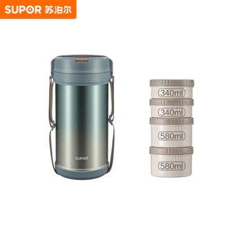 苏泊尔（SUPOR）保温提锅2.9L多层不锈钢学生上班族保温便当餐盒饭盒KFV-29AB10玉石绿