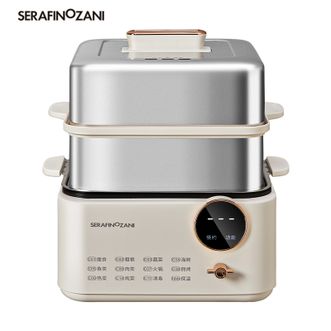 SERAFINOZANI  不锈钢多功能电蒸锅 双层蒸屉可容纳8升食材 总容量12L快速出蒸汽