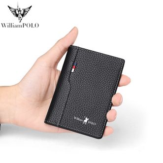 英皇保罗WilliamPOLO  超薄迷你小卡包男士真皮驾驶证套卡片包多卡位小巧证件包（荔枝纹）195227