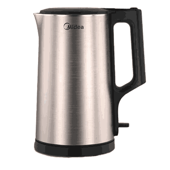 美的/Midea  电水壶家用1.7L大容量双钢防烫防干烧煮水壶316不锈钢内胆PJ17A01香槟色