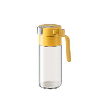 温仑山  玻璃油壶550ml 一键添油壶家用厨房防漏油罐壶酱油醋调料瓶 AAB08401-黄色