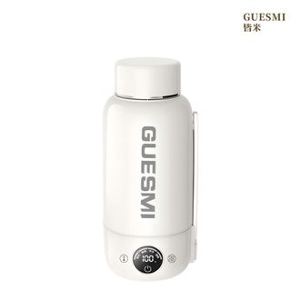 皆米  烧水杯 便携式烧水壶 小型恒温壶 电热水杯 加热保温杯 旅行热水壶 316不锈钢内胆 白色1000ml