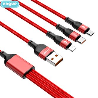 engue  一拖三数据线手机用USB充电线 红色