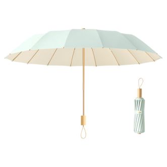 美度MAYDU   三折16骨彩胶防晒防紫外线晴雨两用遮阳伞加固防风太阳伞【薄荷奶绿】