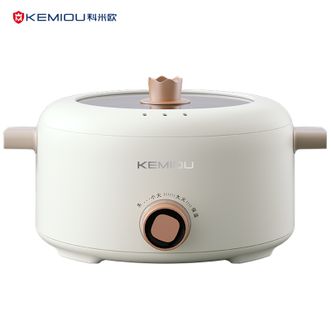 科米欧/KEMIOU  4L电火锅料理锅电炖锅多功能锅 煮面煮粥煲汤厨房电器炖煮锅电煮锅涮锅煎烤机涮肉锅多用途锅电热锅KM-DHG423白色