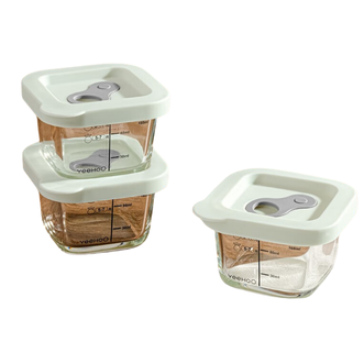 英氏（YEEHOO）  辅食盒新生婴儿玻璃保鲜盒冷冻盒密封储存盒宝宝辅食碗可蒸煮 方形款【3支装】