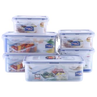乐扣乐扣（LOCK&LOCK）  塑料保鲜盒6件套  HPL855S002  密封食物收纳盒