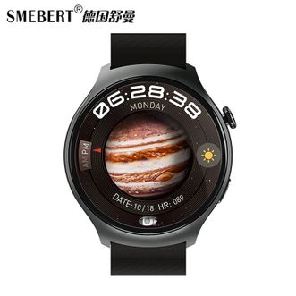 Smebert  健康心率监测血氧监测睡眠监测多功能通话圆盘运动手表 WATCH4黑色
