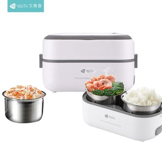 艾青春（AIYOUTH）  电热饭盒加热饭盒保温饭盒1L容量（0.5L+0.5L）可插电加热办公室热饭神器上班族加热便当盒