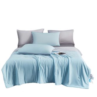 洁丽雅/Grace  A类面料凉感丝夏被凉感值0.28夏季冰丝空调被子200*230cm CP2044纯净蓝