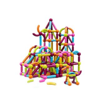 纽奇（Nukied）磁力棒带收纳桶装儿童玩具260件