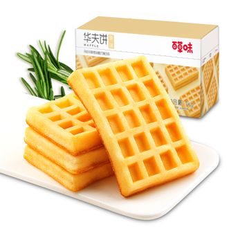 百草味 华夫饼1kg*1箱 营养早餐蛋糕 下午茶糕点点心 小面包华夫饼 